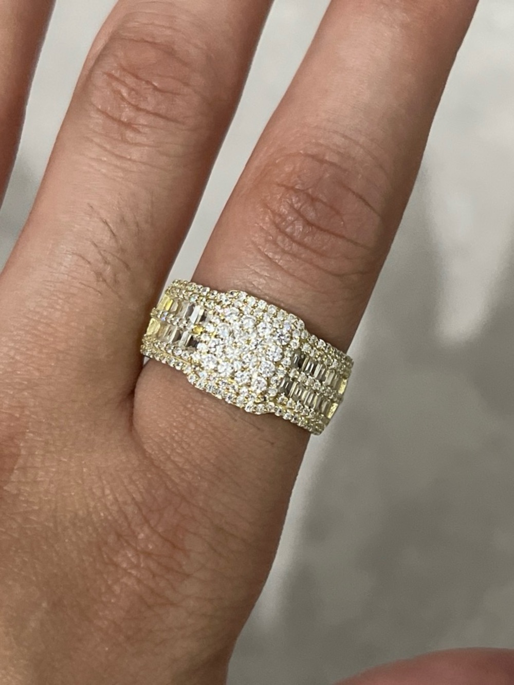 Diamond Cluster Gold Ring - Women's Yellow Gold Band